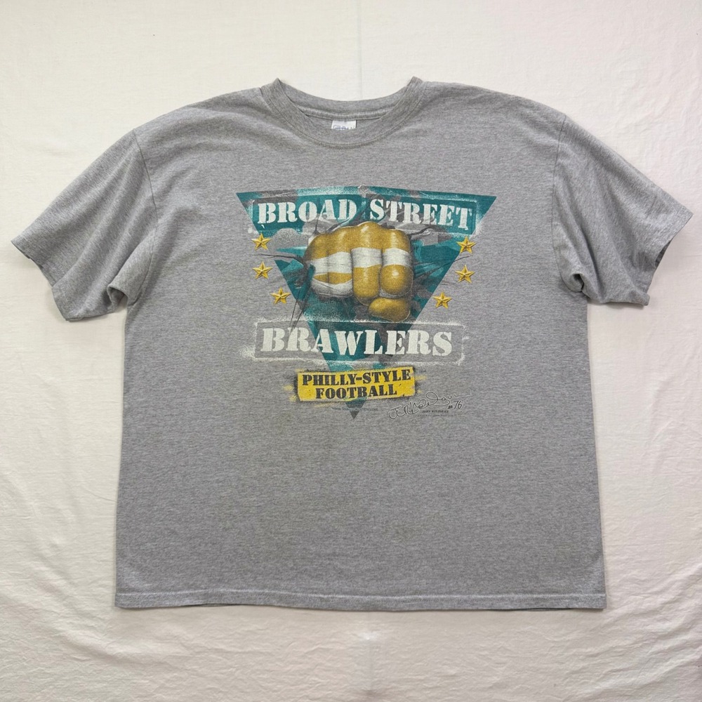 Gildan T-Shirt Mens XL Grey Broad Street Brawlers Philly Football Graphic Tee